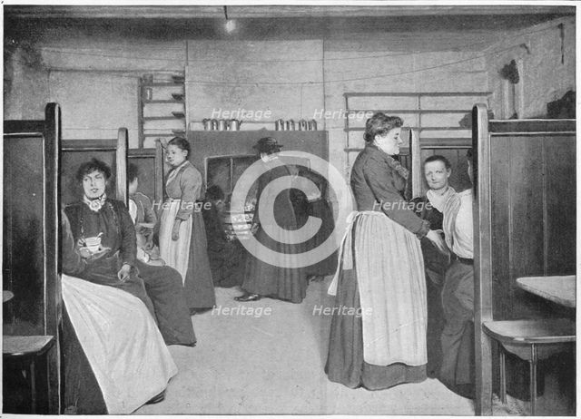 Kitchen in a single women's lodging house, Spitalfields, London, c1903 (1903). Artist: Unknown.