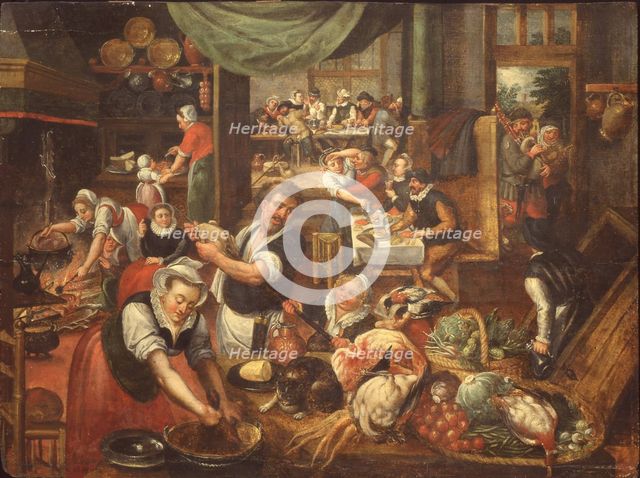 Kitchen Interior , 1565. Creator: Cleve, Marten van, the Elder (1520-1570).