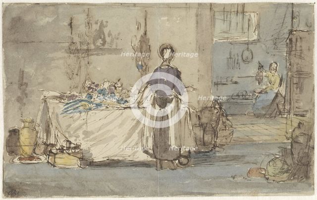 Kitchen interior, 1824-1894. Creator: Charles Rochussen.