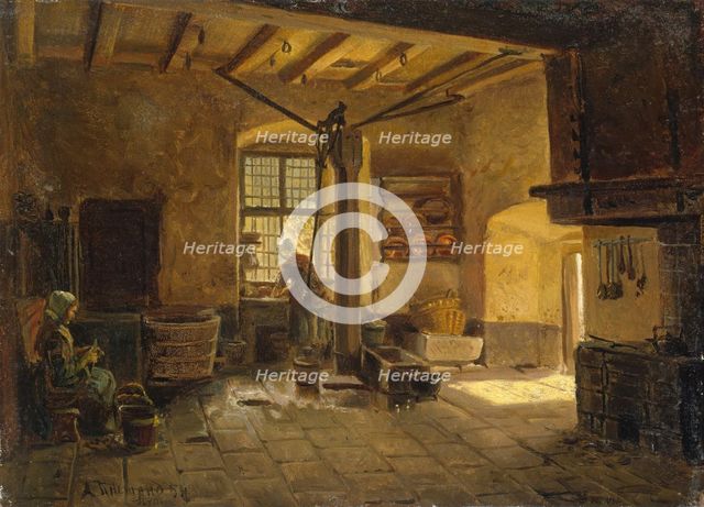 Kitchen Interior, 1854. Creator: Adolph Tidemand.