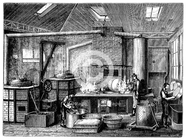 Kitchen of a food cannery, c1870. Artist: Unknown