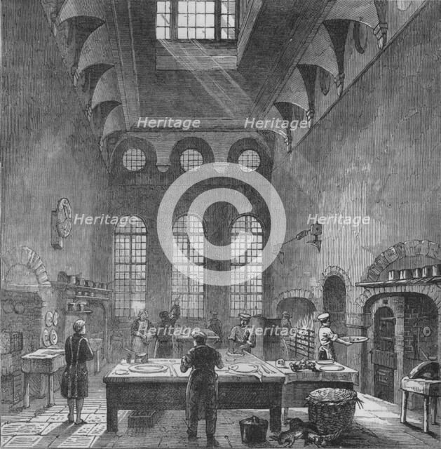 Kitchen of St James's Palace, Westminster, London, in the time of King George III, c1870 (1878). Creator: Unknown.