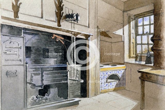 Kitchen range and Dutch oven, no 21 Austin Friars Street, City of London, 1885. Artist: John Crowther