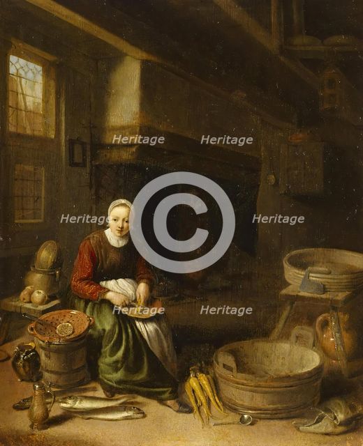 Kitchen Scene, 1648. Creators: Pieter Cornelisz. van Slingeland, Pieter Jacobsz. Duyfhuijsen, Egbert van der Poel.