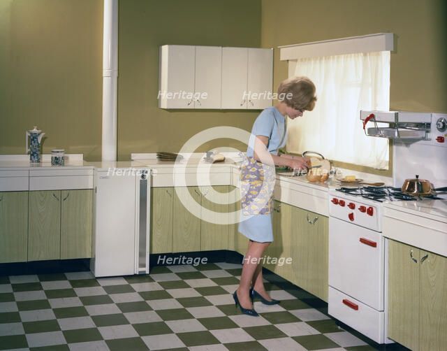 Kitchen scene, Warwick, Warwickshire, 1966. Artist: Michael Walters