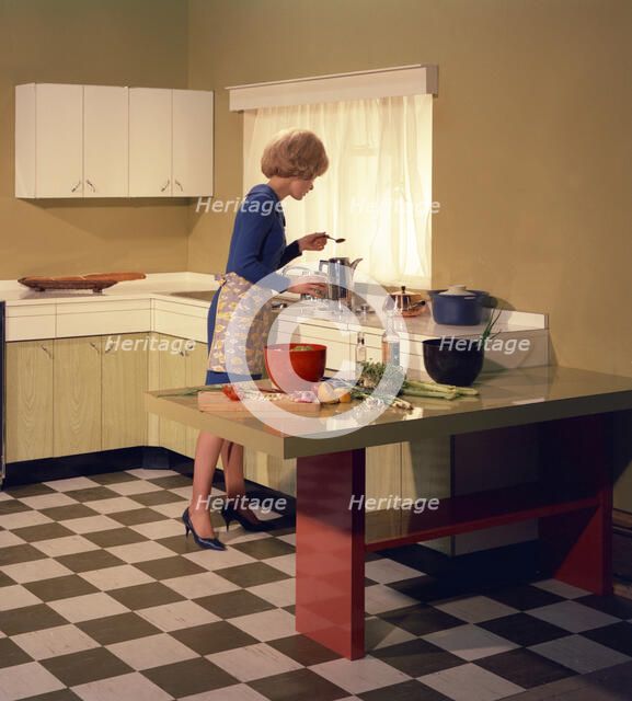 Kitchen scene, Warwick, Warwickshire, 1966. Artist: Michael Walters