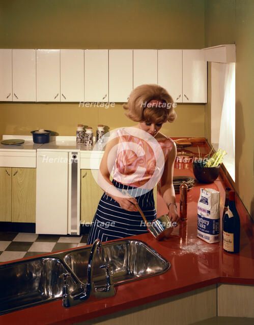 Kitchen scene, Warwick, Warwickshire, 1966. Artist: Michael Walters