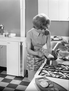 Kitchen scene, Warwick, Warwickshire, 1966. Creator: Michael Walters