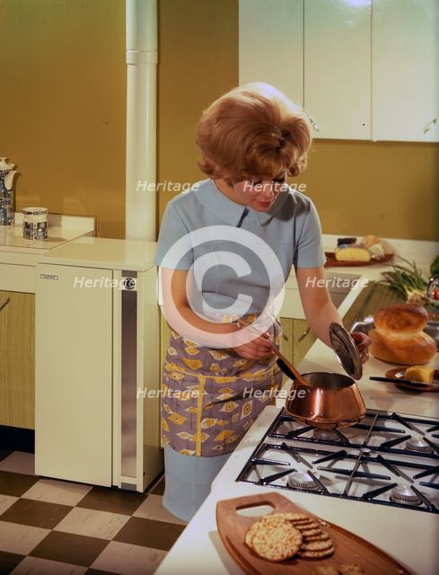 Kitchen scene, Warwick, Warwickshire, 1966. Creator: Michael Walters.