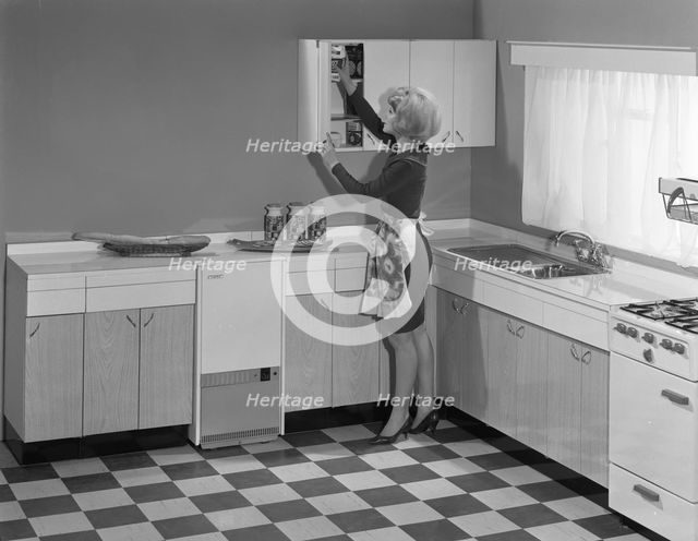 Kitchen scene, Warwick, Warwickshire, 1966. Creator: Michael Walters.