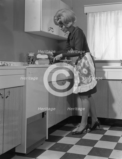 Kitchen scene, Warwick, Warwickshire, 1966. Creator: Michael Walters.