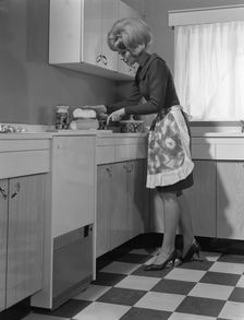 Kitchen scene, Warwick, Warwickshire, 1966. Creator: Michael Walters
