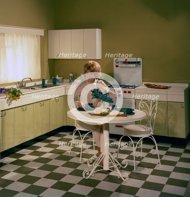 Kitchen scene, Warwick, Warwickshire, 1966. Creator: Michael Walters.