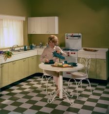 Kitchen scene, Warwick, Warwickshire, 1966. Creator: Michael Walters