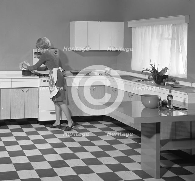 Kitchen scene, Warwick, Warwickshire, 1966. Creator: Michael Walters.