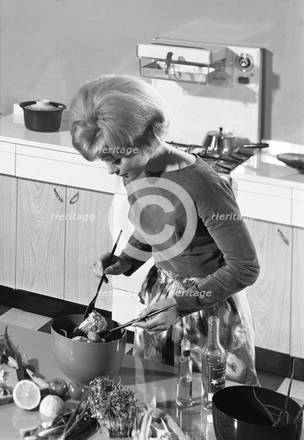 Kitchen scene, Warwick, Warwickshire, 1966. Creator: Michael Walters.