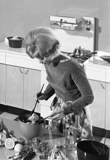 Kitchen scene, Warwick, Warwickshire, 1966. Creator: Michael Walters