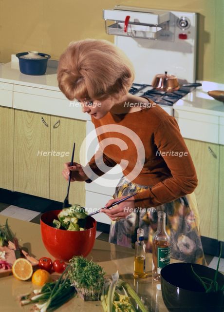 Kitchen scene, Warwick, Warwickshire, 1966. Creator: Michael Walters.
