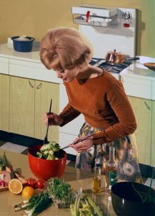 Kitchen scene, Warwick, Warwickshire, 1966. Creator: Michael Walters