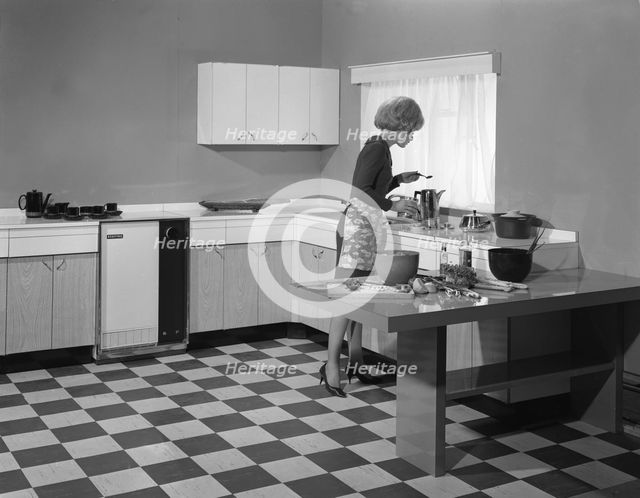 Kitchen scene, Warwick, Warwickshire, 1966. Creator: Michael Walters.