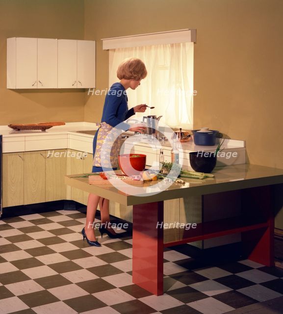 Kitchen scene, Warwick, Warwickshire, 1966. Creator: Michael Walters.