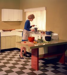 Kitchen scene, Warwick, Warwickshire, 1966. Creator: Michael Walters