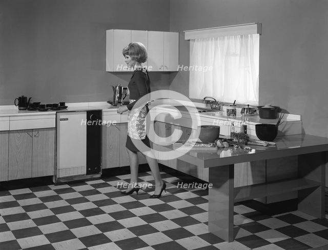 Kitchen scene, Warwick, Warwickshire, 1966. Creator: Michael Walters.