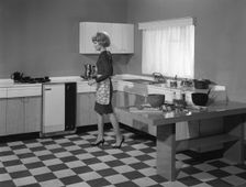 Kitchen scene, Warwick, Warwickshire, 1966. Creator: Michael Walters