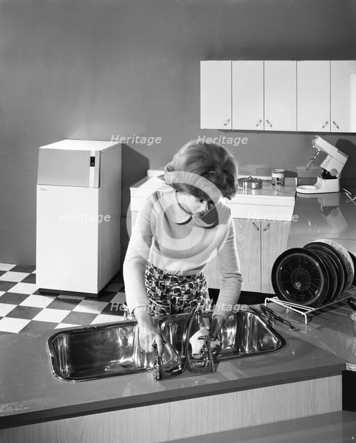 Kitchen scene, Warwick, Warwickshire, 1966. Creator: Michael Walters.