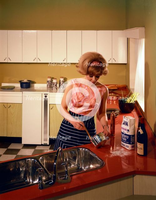 Kitchen scene, Warwick, Warwickshire, 1966. Creator: Michael Walters.