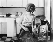 Kitchen scene, Warwick, Warwickshire, 1966. Creator: Michael Walters