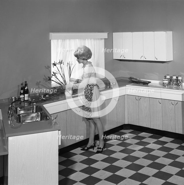 Kitchen scene, Warwick, Warwickshire, 1966. Creator: Michael Walters.