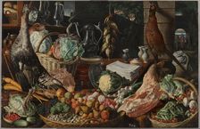 Kitchen Scene with Christ at Emmaus, c1560-1565. Creator: Joachim Beuckelaer