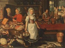 Kitchen Scene with the Parable of the Rich Man and Poor Lazarus, 1610-1620. Creator: Pieter Cornelisz. van Rijck
