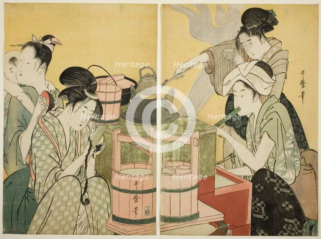Kitchen Scene, Japan, c. 1794/95. Creator: Kitagawa Utamaro.