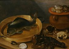 Kitchen Still Life with a Carp and Shellfish, unknown date. Creator: Unknown