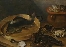 Kitchen Still Life with a Carp and Shellfish, unknown date. Creator: Unknown