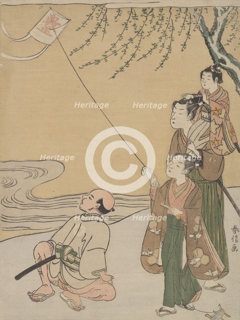 Kite Flying, ca. 1766., ca. 1766. Creator: Suzuki Harunobu.