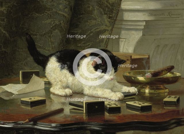 Kitten's Game, ca 1860-1870. Artist: Ronner-Knip, Henriëtte (1821-1909)