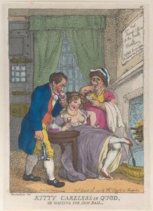 Kitty Careless in Quod or Waiting for Jew Bail, March 28, 1811., March 28, 1811. Creator: Thomas Rowlandson