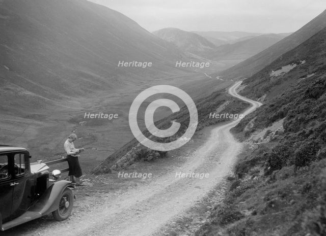 Kitty Brunell with a Vauxhall, Cwm Hirnant, Bala, Gwynedd, Wales, c1930s. Artist: Bill Brunell.