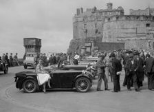 Kitty Brunell and her MG Magna on Castle Esplanade, Edinburgh, RSAC Scottish Rally, 1932. Artist: Bill Brunell