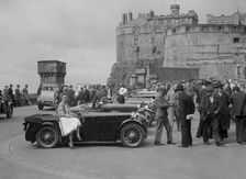Kitty Brunell and her MG Magna on Castle Esplanade, Edinburgh, RSAC Scottish Rally, 1932. Artist: Bill Brunell