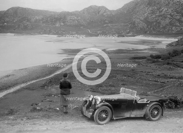 Kitty Brunell and her MG Magna at the RSAC Scottish Rally, 1932. Artist: Bill Brunell.