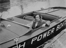 Kitty Brunell in a British Power Boat Company launch, Hythe, Hampshire, 1927. Artist: Bill Brunell