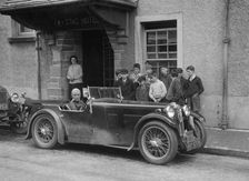 Kitty Brunell in her MG Magna outside the Stag Hotel, Edinburgh, RSAC Scottish Rally, 1932. Artist: Bill Brunell