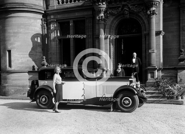 Kitty Brunell road testing a 1931 Delage D8, Wykehurst Place, Bolney, Sussex. Artist: Bill Brunell.