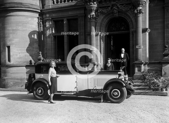 Kitty Brunell road testing a 1931 Delage D8, Wykehurst Place, Bolney, Sussex. Artist: Bill Brunell.