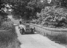 Kitty Brunell road testing a 1931 Delage D8. Artist: Bill Brunell
