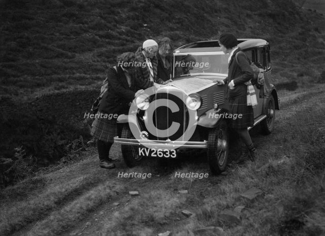 Kitty Brunell road testing a Standard Little Twelve saloon, c1932. Artist: Bill Brunell.